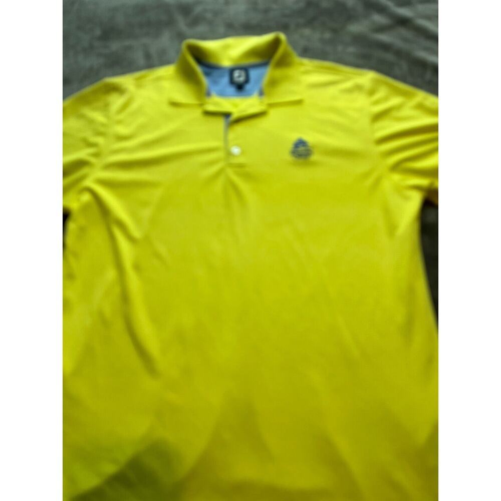 FootJoy FJ Shirt Mens Large Yellow Golf Polo Short Sleeve Kinderlou Forest - Picture 2 of 5
